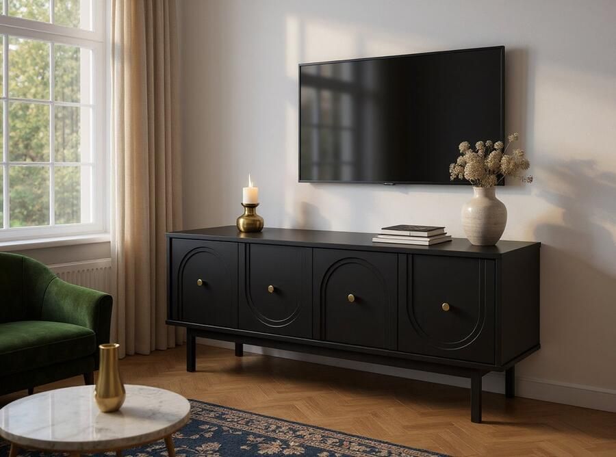 Meubel Square TV-meubel Berguno Mat Zwart 154 cm Kast