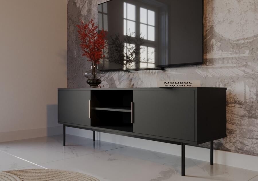 Meubel Square TV meubel Luxora Mat Zwart 154 cm Kast