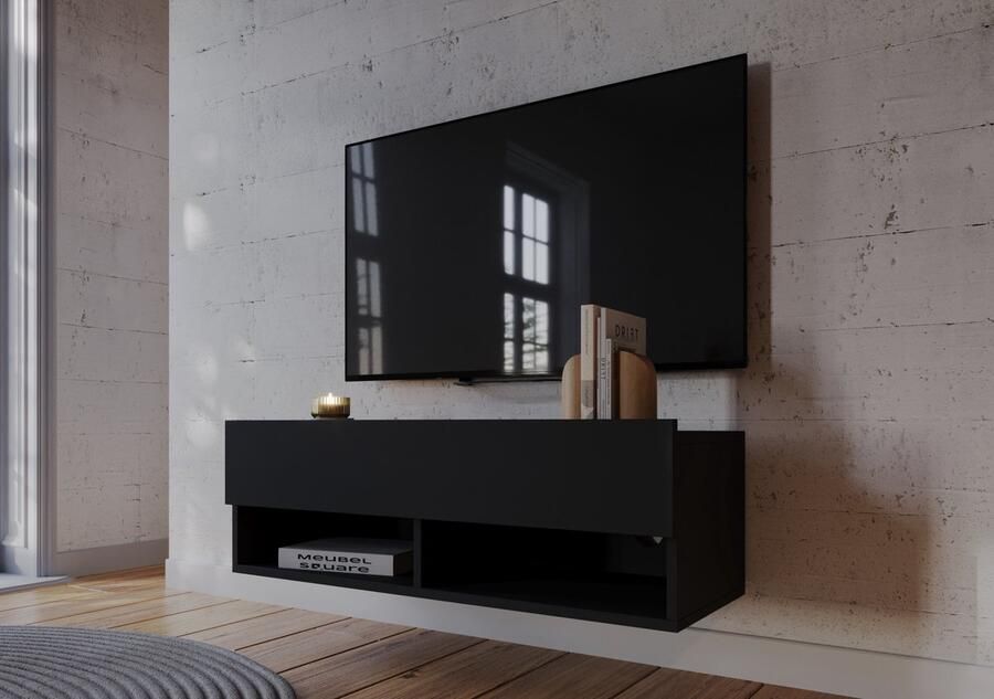 Meubel Square TV meubel Nivo Mat Zwart 100cm Hangend TV Kast