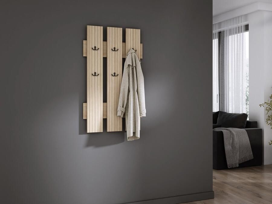 Meubel Square Wandkapstok NOX Licht Eiken Muur Kapstok Hangend