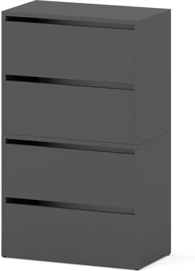 Meubel Square Schoenenkast STEP Set van 2 Grijs Modulaire schoenenkast zonder handgrepen