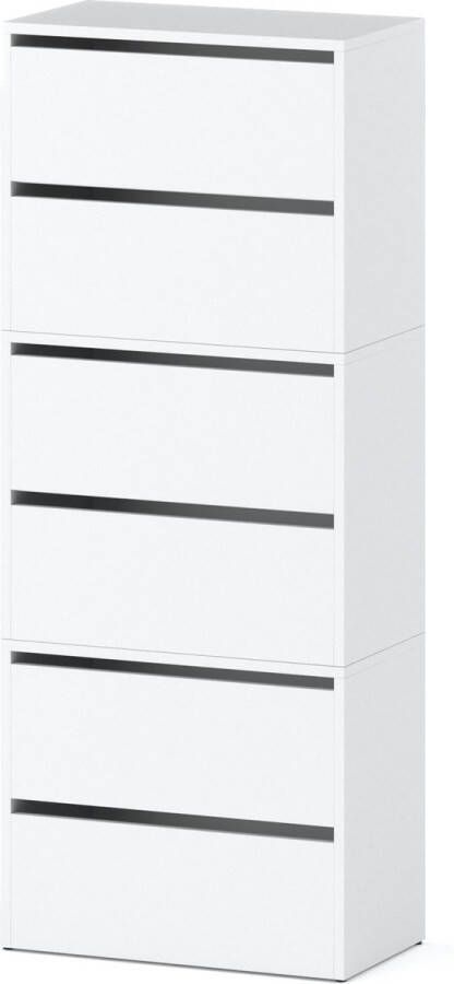 Meubel Square Schoenenkast STEP Set van 3 Mat Wit Modulaire schoenenkast zonder handgrepen