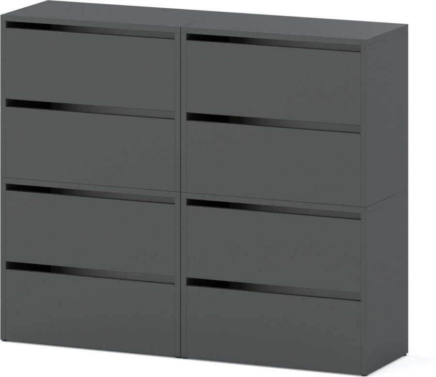 Meubel Square Schoenenkast STEP Set van 4 Grijs Modulaire schoenenkast zonder handgrepen