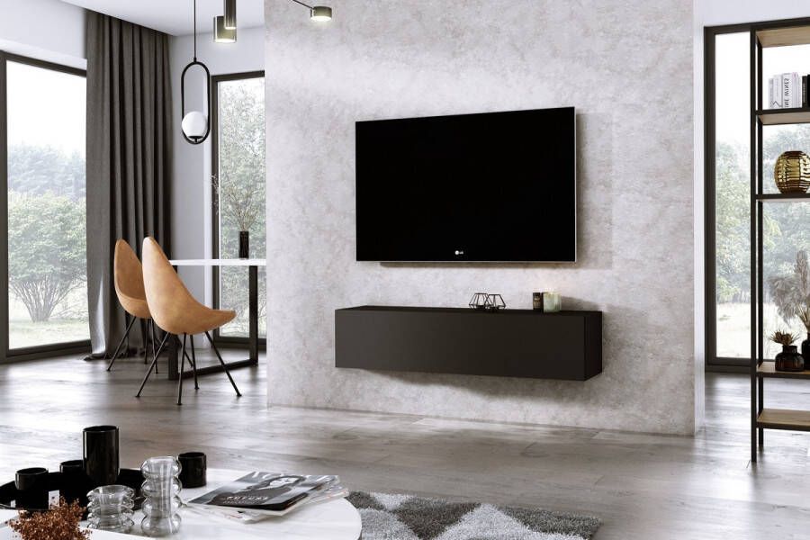 Meubel Square TV meubel DIAMOND Mat Zwart 120cm Hangend TV Kast