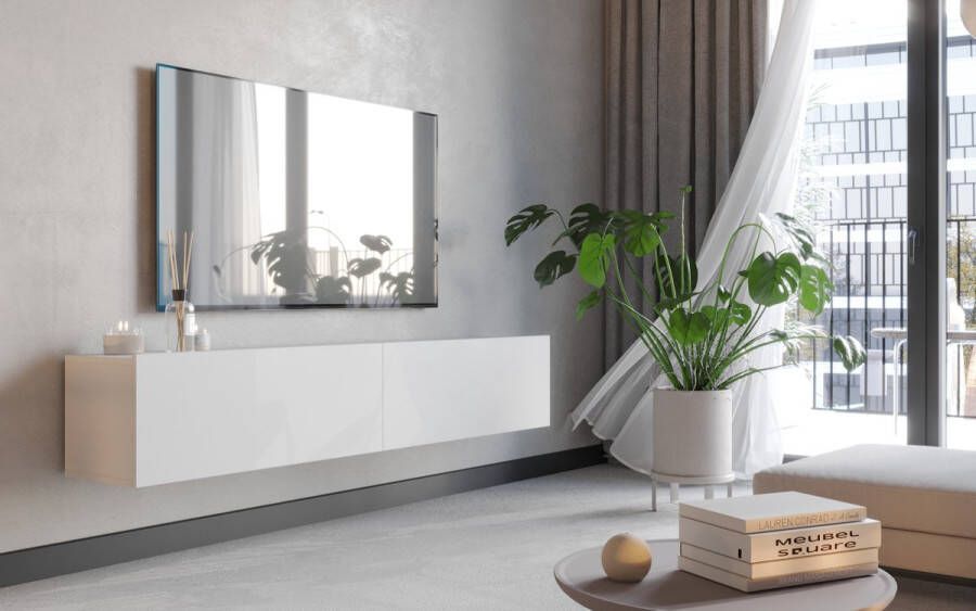 Meubel Square TV-meubel FLY Mat wit- 180cm Hangende of staande kast