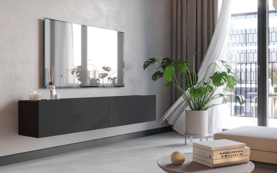 Meubel Square TV-meubel FLY Mat zwart 180cm Hangende of staande kast