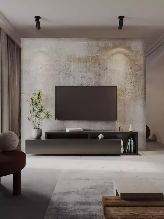 Meubel Square TV meubel TRON Antraciet 219 cm Luxe TV-kast
