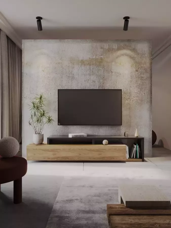 Meubel Square TV meubel TRON Eiken Antraciet- 219 cm Luxe TV-kast - Foto 2