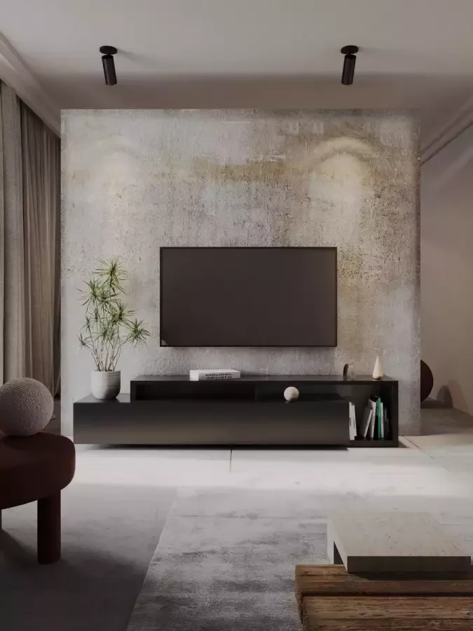 Meubel Square TV meubel TRON Mat Zwart 219 cm Luxe TV-kast - Foto 3