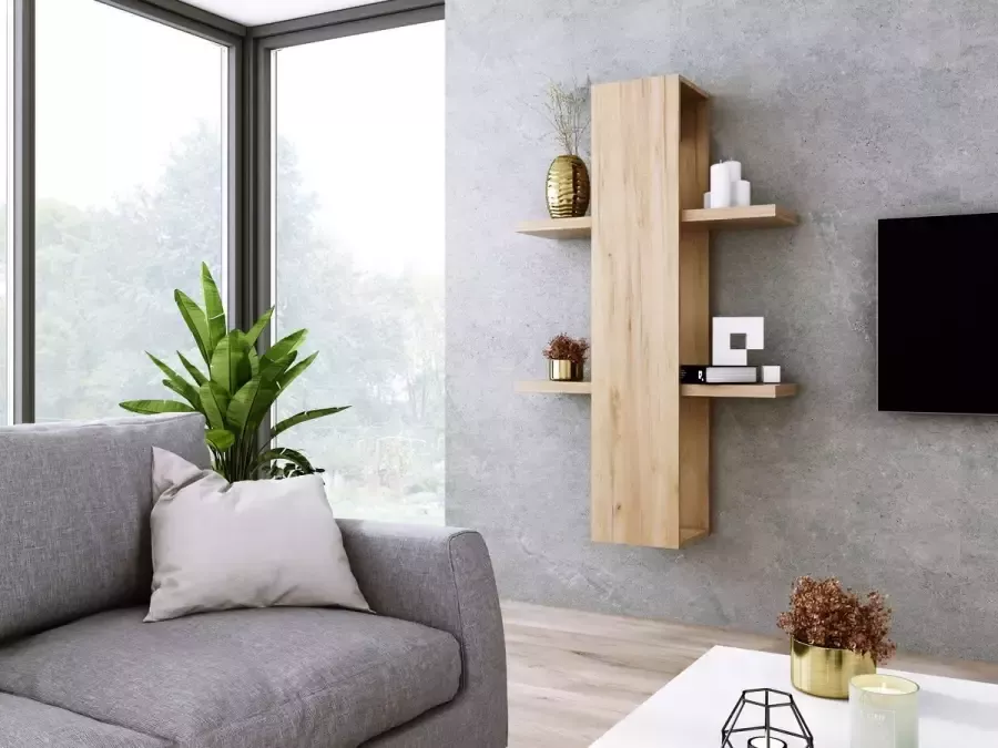 Meubel Square Boekenkast LEA Eiken Vakkenkast Wandmeubel