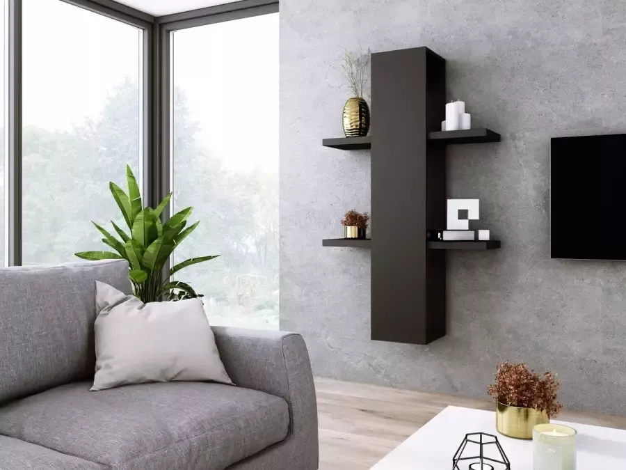 Meubel Square Wandkast VALOR Zwart vakkenkast boekenkast