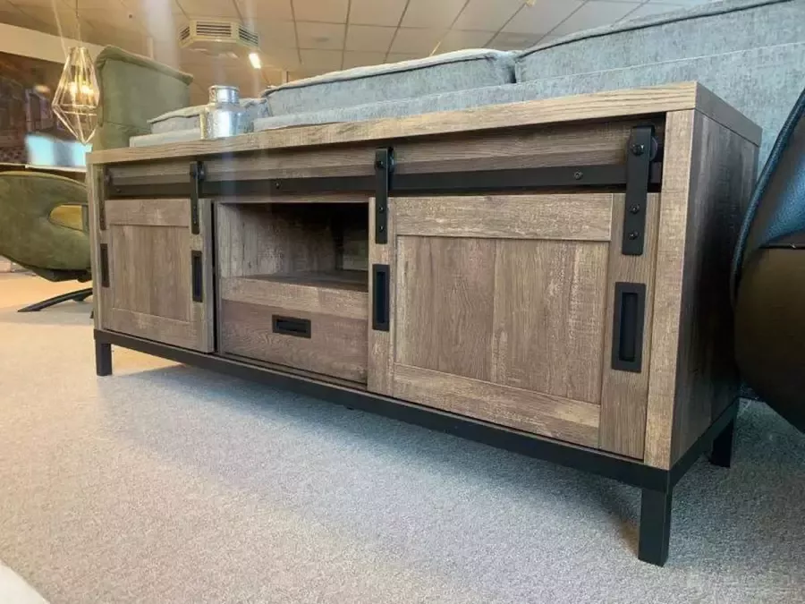 A-Meubel Staphorst TV meubel Groot TV Kast TV Meubel Industrieel 150cm breed Espresso houtlook - Foto 2