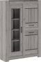 A-Meubel Tollebeek Vitrinekast Grijze houtlook 2 deuren 1 deur met glas 187 x 132 x 40 cm - Thumbnail 2