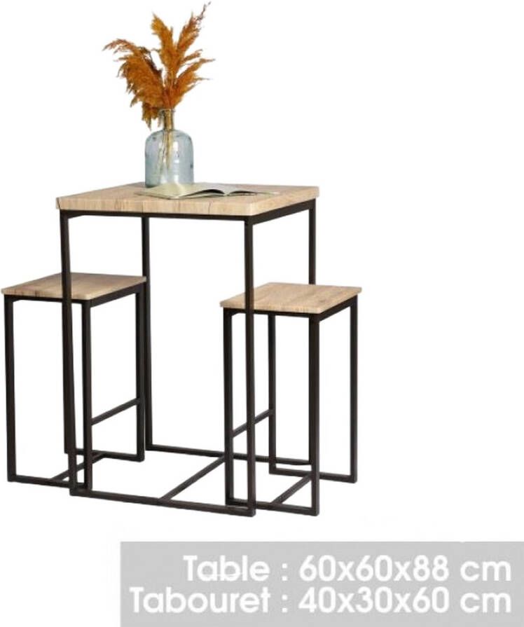 Meubel31 Urban Living Hoge Bartafel met 2 Barstoelen krukken Barstoel Barkruk