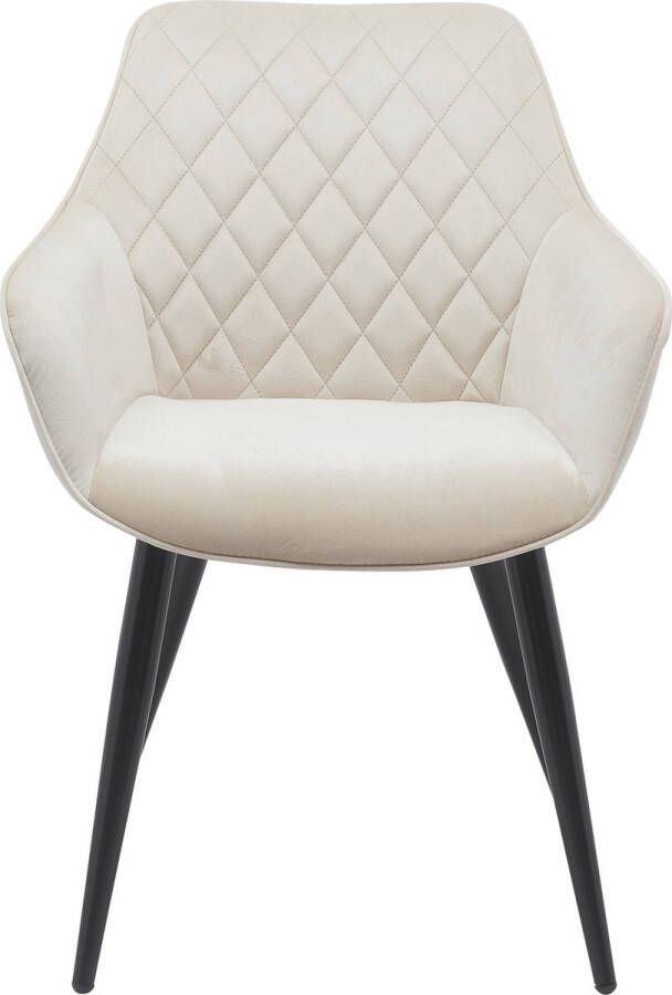 MeubelAsia MA05 Chic Meubelasia Eetkamerstoel Chic – Set van 2 – Velours Ivoor Wit – Met Armleuningen