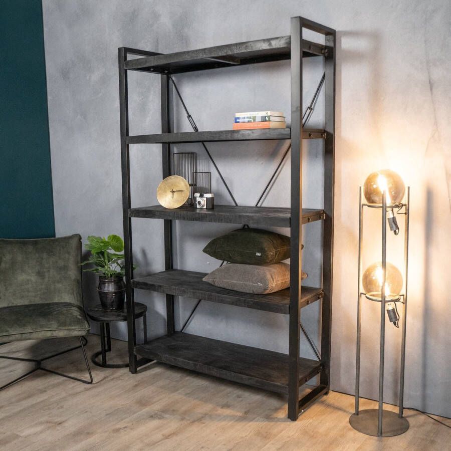 Meubelbaas Boekenkast Britt Black Zwart Mangohout