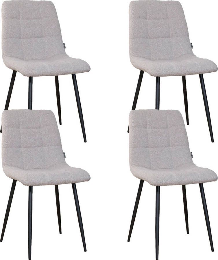 Meubelbaas Eetkamerstoelen Set van 4 Eetkamerstoel Tess Bouclé Naturel
