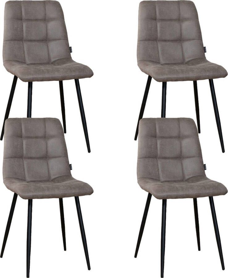 Meubelbaas Eetkamerstoelen Set van 4 Eetkamerstoel Tess Micro Suède Taupe