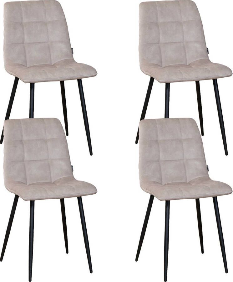 Meubelbaas Eetkamerstoelen Set van 4 Eetkamerstoel Tess Velvet Beige
