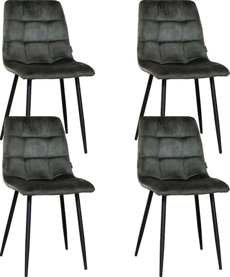 Meubelbaas Eetkamerstoelen Set van 4 Eetkamerstoel Tess Velvet Hunter