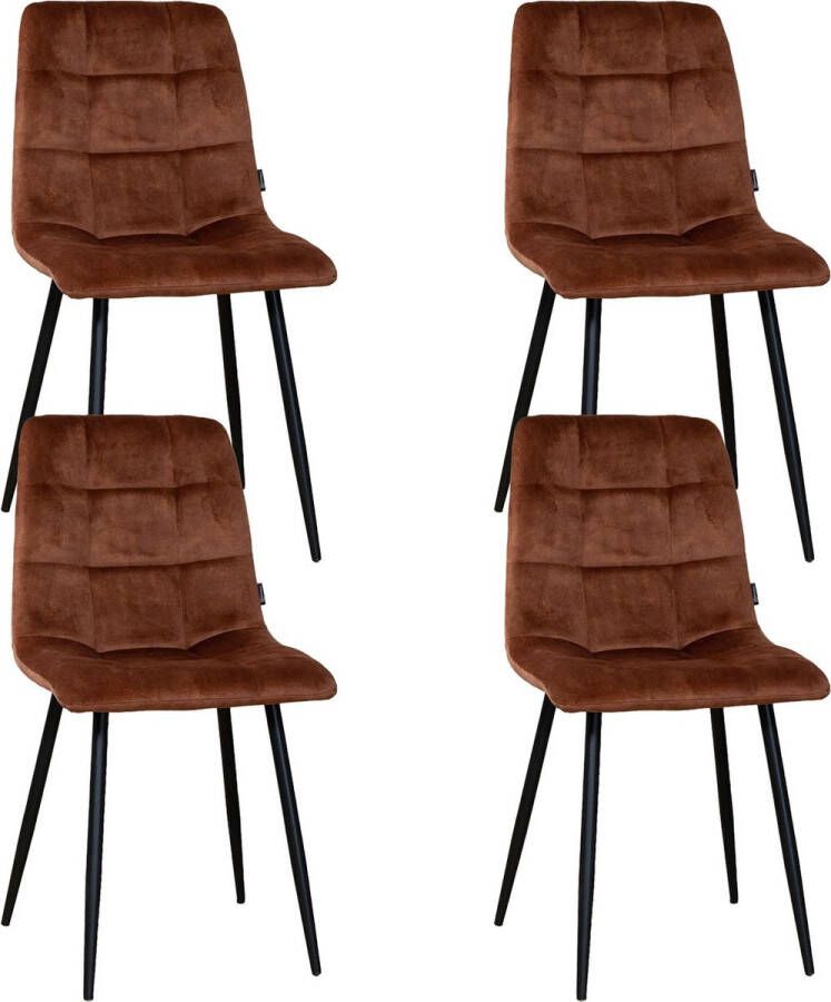 Meubelbaas Eetkamerstoelen Set van 4 Eetkamerstoel Tess Velvet Rust