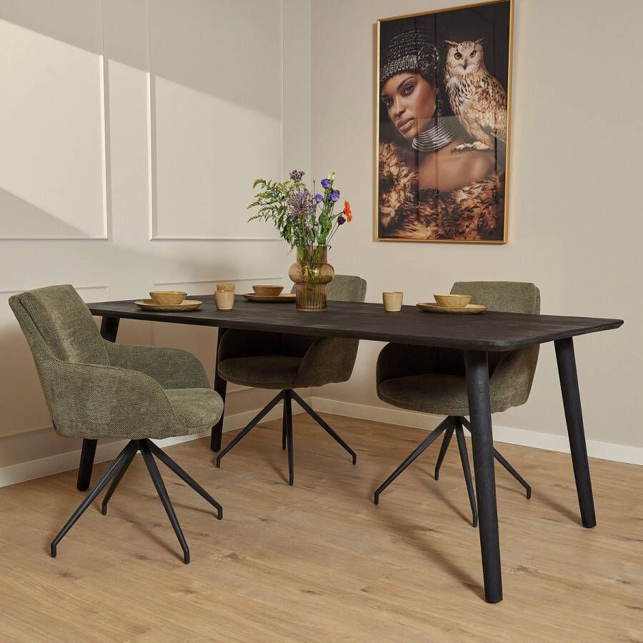 Meubelbaas Eettafel Omaha Black Zwart mangohout