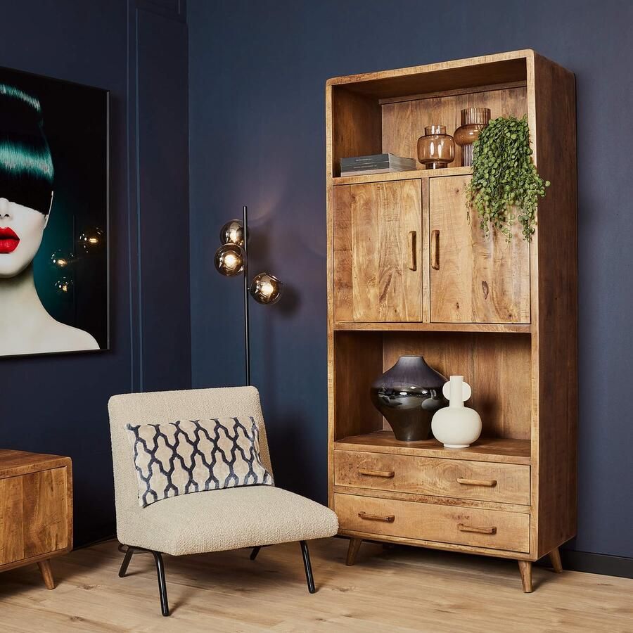 Meubelbaas Boekenkast Omaha Naturel Mangohout 90 cm