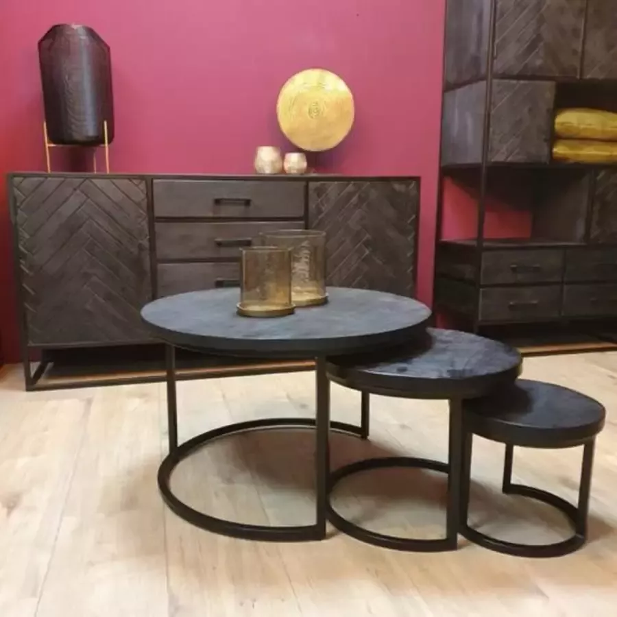 Meubelbaas Salontafel New York Triole All Black Set of 3