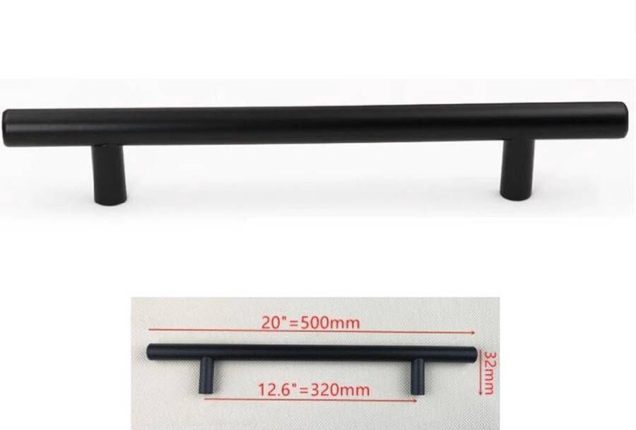 Hoexs Handgreep zwart 50cm inclusief bevestigingsbouten Groot Handgrepen Kast Meubelhandvat Grote Landelijke greep Industriële Keukengreep Hand Grepen Robuust Deurgreep Staal Metaal Strak Meubelbeslag schuifdeur Handvat Lang - Foto 2