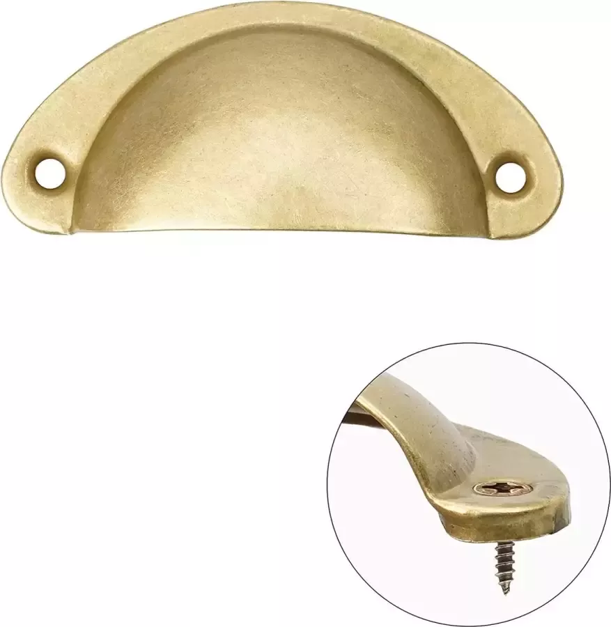 Hoexs Komgreep Goud inclusief schroeven 80mm Gouden Meubelknop Deurknop| Meubelhandvat Landelijke greep Industriële Keukengreep Hand Grepen Robuust Deurgreep Staal Metaal Strak Meubelbeslag schuifdeur Handvat - Foto 2