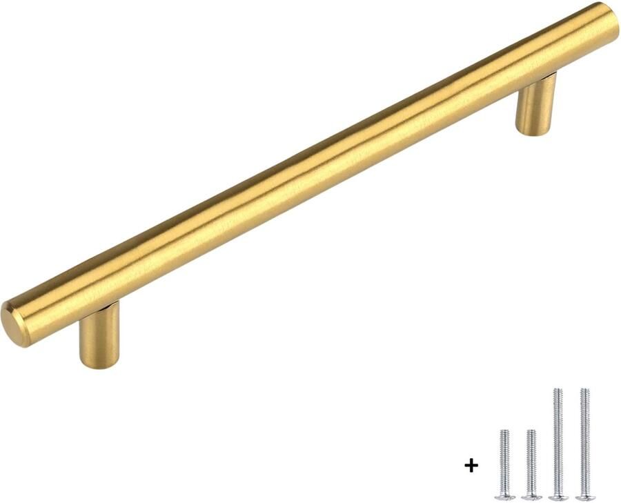 Meubelbeslag Handgreep Goud Rond 25 cm inclusief bevestigingsbouten Hartafstand 160mm Gouden Meubelgreep Landelijke greep Industriële Keukengreep Deurgreep Staal Metaal