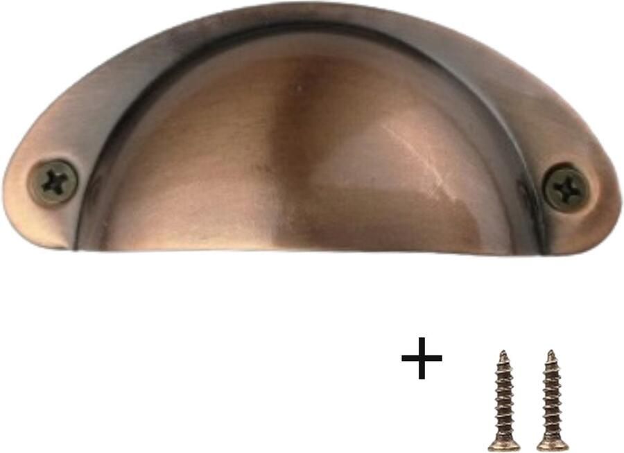 Hoexs Komgreep Koper inclusief schroeven 81mm Meubelknop| Deurknop| Meubelhandvat Landelijke greep Industriële Keukengreep Hand Grepen Robuust Deurgreep Staal Metaal Strak Meubelbeslag schuifdeur Handvat