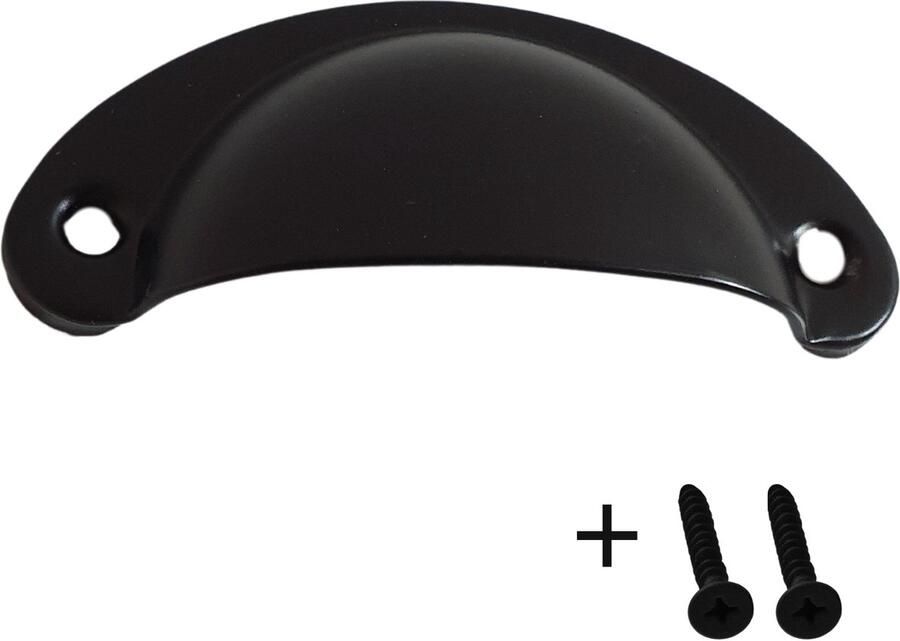 Meubelbeslag Komgreep zwart inclusief schroeven 8cm Meubelknop| Deurknop| Meubelhandvat Landelijke greep Industriële Keukengreep Hand Grepen Robuust Deurgreep Staal Metaal Strak schuifdeur Handvat