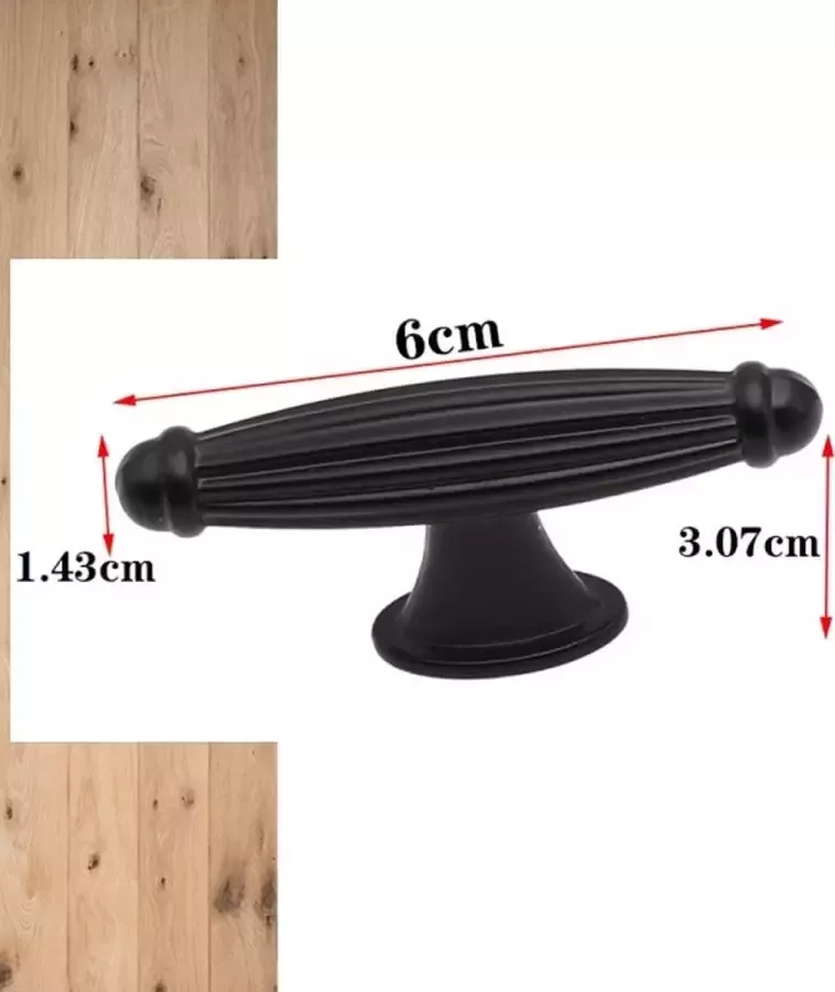 Hoexs Meubelknoppen Greep zwart inclusief bevestigingsbout| 6cm Kastknop Meubelhandvat Landelijke greep Industriële Keukengreep Hand Grepen Knop Robuust Meubelknop Metaal Strak Meubelbeslag Kastknoppen Handvat Keuken Greep - Foto 2