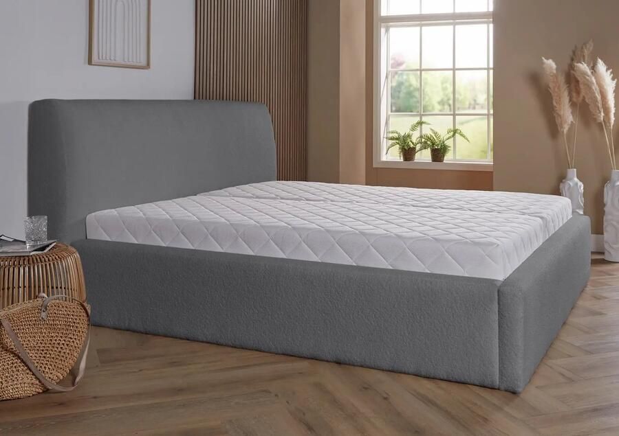 Meubelboer Bedframe Palma 160 x 200 cm Grijs met gratis topper en 2 gratis kussens!