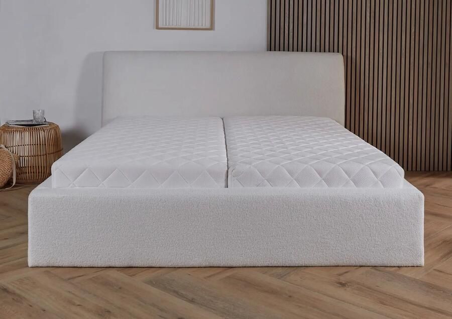 Meubelboer Bedframe Palma 180 x 200 cm wit met gratis topper en 2 gratis kussens!
