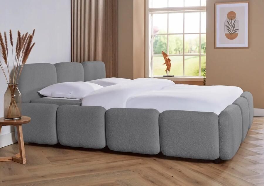 Meubelboer Boxspring Turijn 140 x 200 cm Blauw met gratis topper en 2 gratis kussens!