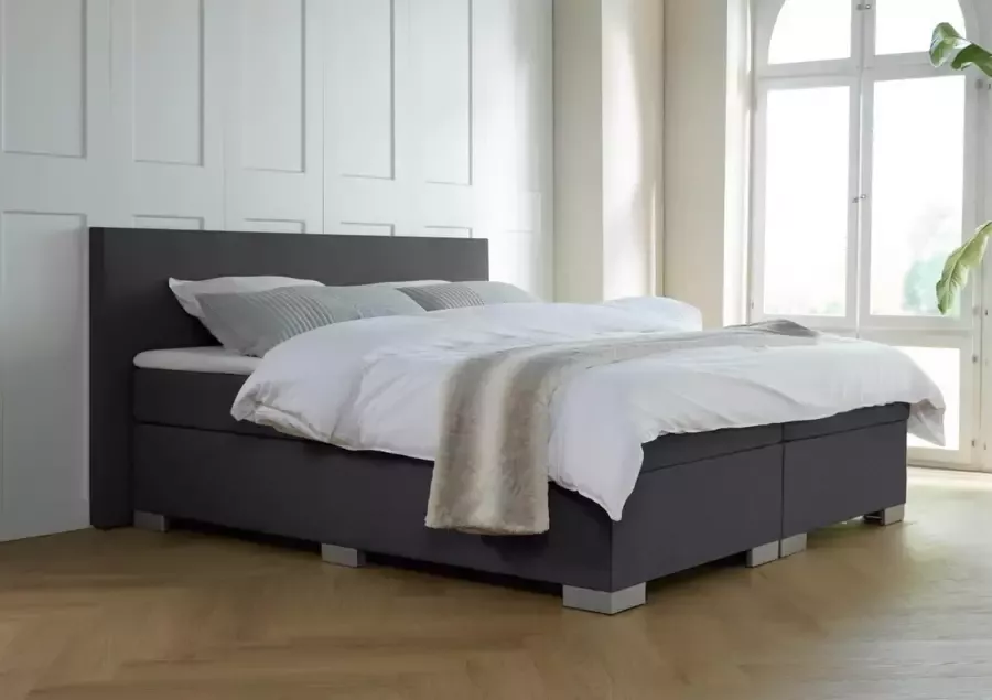 Meubelboer.nl Boxspring Milano 140x200 Antraciet met gratis topper!