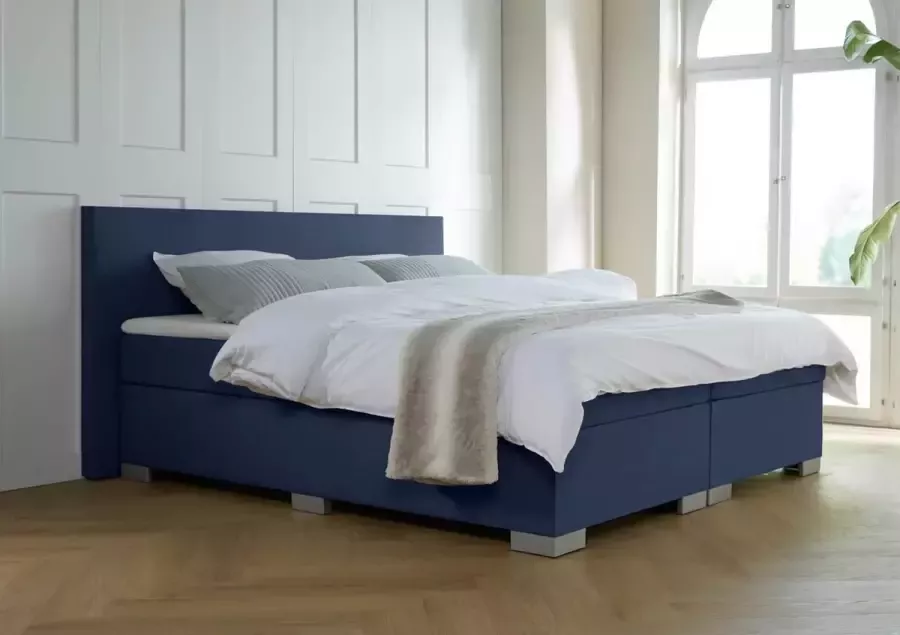 Meubelboer.nl Boxspring Milano 140x200 Blauw met gratis topper!