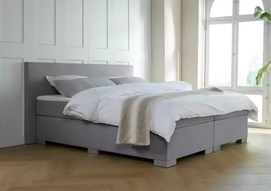 Meubelboer.nl Boxspring Milano 140x200 Grijs met gratis topper!