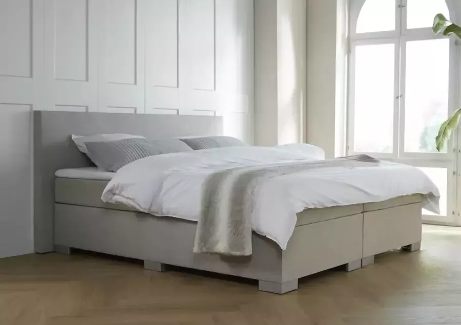 Meubelboer.nl Boxspring Milano beige 140x200 Beige met gratis topper!