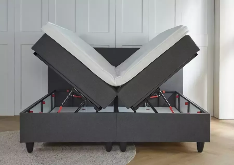 Meubelboer.nl Opberg boxspring Marseille 180x200 Antraciet met gratis topper!