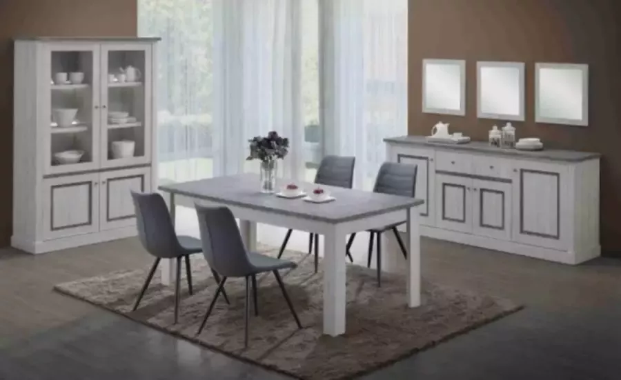 Meubeldiscounter Complete eetplaats Eetkamer Dressoir Tafel 170 Vitrinekast Ella