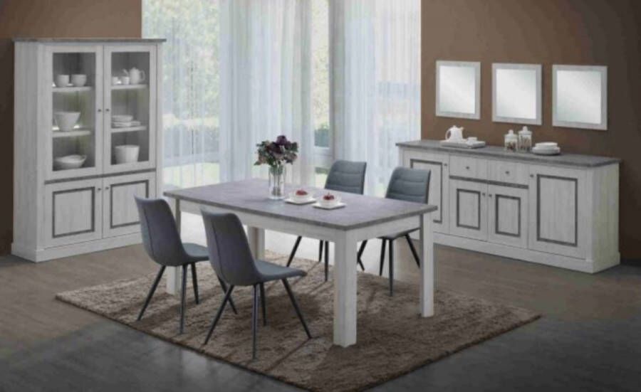 Meubeldiscounter Complete eetplaats Eetkamer Dressoir Tafel 170 Vitrinekast Ella