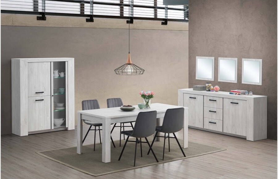 Meubeldiscounter Complete Eetplaats set Dressoir Tafel Vitrinekast Jacob Eetkamer