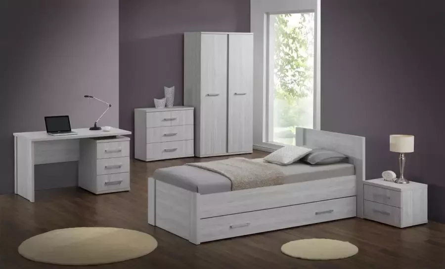 Meubeldiscounter Complete slaapkamer Kledingkast 2 deurs Bed 90 x 200 Bedlade Nachttafel -Rika