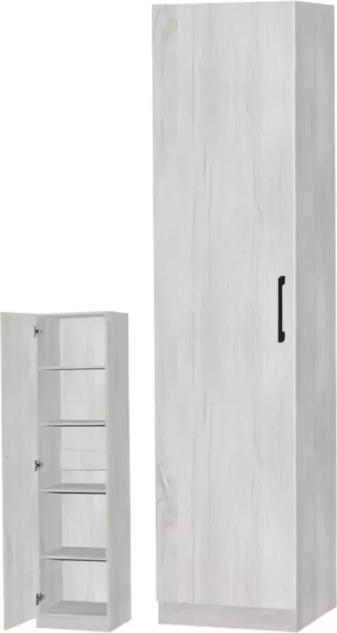 Meubeldiscounter Opbergkast kledingkast Kleerkast 1 Deur 180x40x40 White Oak