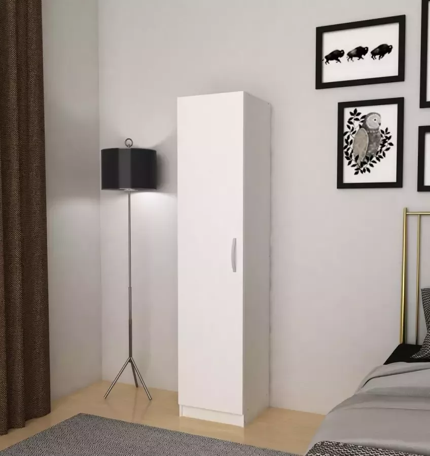 Meubeldiscounter Opbergkast Kledingkast kleerkast 180x40x40 1 deur Wit White