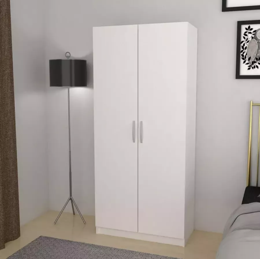 Meubeldiscounter Opbergkast Kledingkast Kleerkast 2 deurs 180x80x40 Wit White