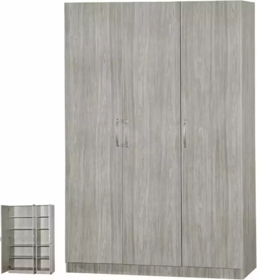 Meubeldiscounter Opbergkast Kledingkast Kleerkast 3 deurs 120cm Ed New grey Oak - Foto 2